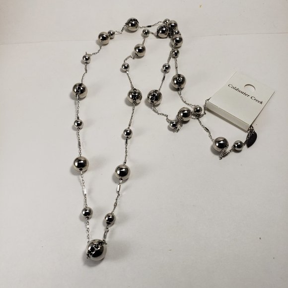 NWT Coldwater Creek 48 Inches Silver tone Vega beads with Crystal Necklace - Picture 10 of 10